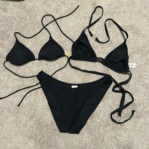 Three piece black swimsuit set